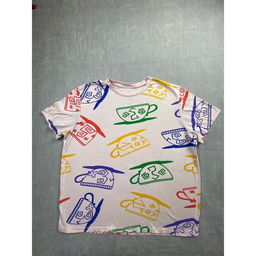 Disney Parks Mad Tea Party Teacup All Over Print T-Shirt Pink Mens Large L